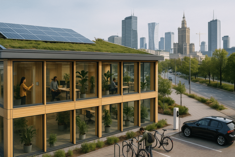 Zielone technologie i energooszczędne biura – jak Warszawa wyznacza standard ekologicznych przestrzeni pracy Zielone technologie i energooszczędne biura